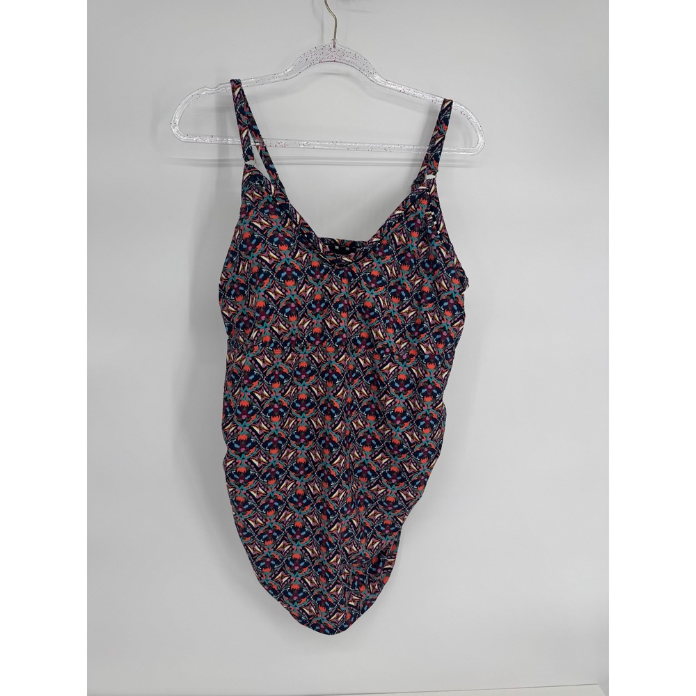 Kona Sol NWT Geometric‎ Ikat Print Swimsuit  Multicolor V-Neck Sz 20W